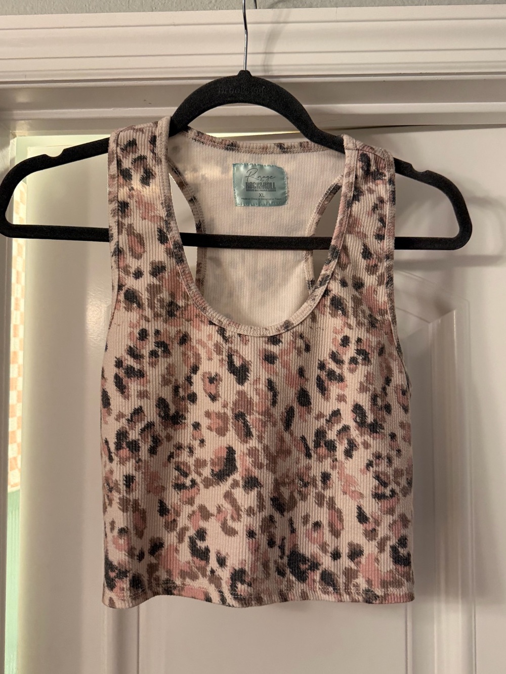 Rock & Roll Denim Leopard Crop Tank